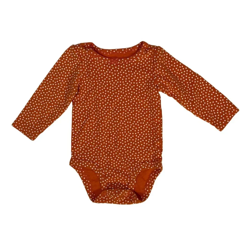 Carter’s Baby 9 Month Orange Polka Dot Bodysuit & Stripe Pants Outfit Set - Picture 2 of 7
